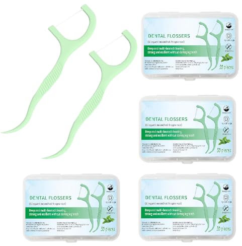 Zahnseide Sticks,200 Pcs Minzgeschmack Zahnseide Zahnsticks Dental Floss für Entfernung von Plaque und Speiseresten, Zahnreinigung