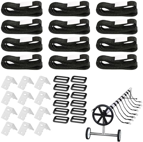 BORDEAG 12 Piezas Kit De Fijación De Cubierta Solar para Piscina, Enrolladores De Piscina para Película Solar, Enrolladores Cobertor De Piscina, Accesorios Fijos Universales para Piscinas Universales