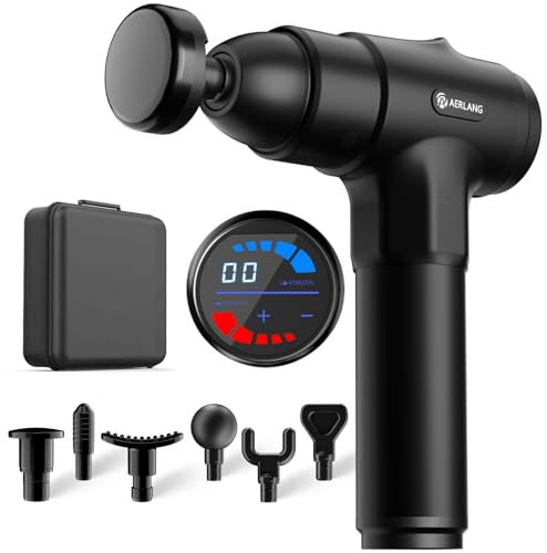 Pistolet de Massage,AERLANG Pistolet de Massage avec Chaleur,Masser les muscles,Silencieux Masseur dos et cervicales avec 20 Niveaux Réglables,Charge de Type-C, Cadeau Anniversaire Femme&Homme