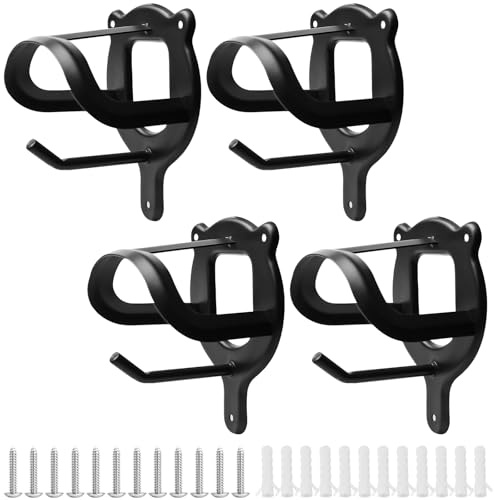 Pack of 4 Horse Bridle Holders, Black Metal Bridle Hooks Horse with Tubes and Screw, Horse Bridle Hook, Bridle Holder for Auxiliary Reins, Lead Rope, Saddle Room, Stable