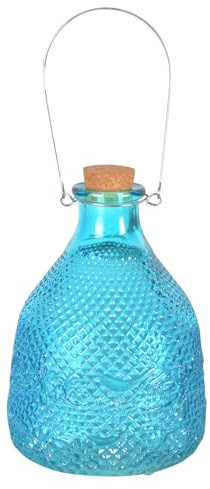 CKB LTD - 1 trappola per vespe, in vetro, con gancio in metallo, design tradizionale e attraente da appendere, per interni ed esterni, per il controllo dei parassiti (blu)