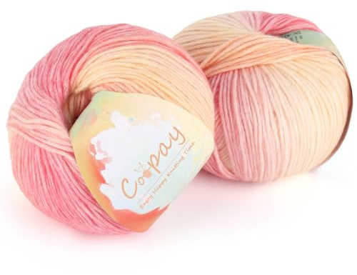 Coopay Ovillo de lana degradado, 200 g (2 x 100 g) para ganchillo, hilo de ganchillo degradado multicolor, bonito hilo de ganchillo muy suave, lana para tejer elegantes jerseys - 109 Temporada Flores