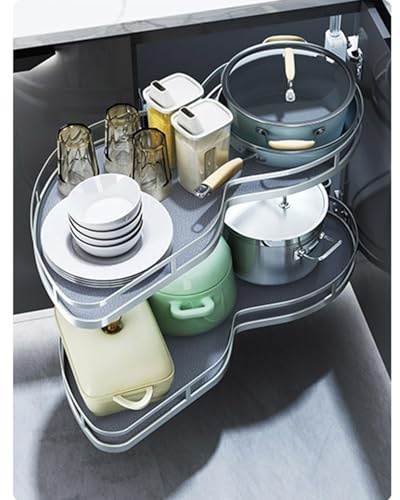 TBLOTYD Kitchen Storage Rack, Out Kitchen Cabinet Corner Fitting Retrofit Telescopic Drawer, Carousel Height Adjustable Quiet Locking System,Right Open-1000mm