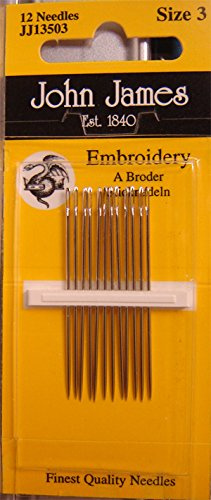 John James Hand Sewing Embroidery Needles Size 3 - 12/pk