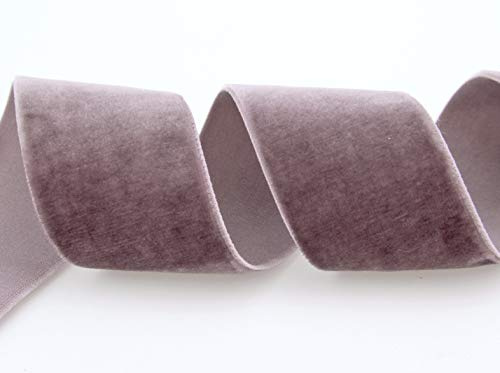 Samtband Rosa-Grau (263 colonial rose) ALtrosa 1 m x 36 mm METERWARE Dekoband Velour einseitig Samt festkantig zum nähen dekorieren