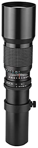 Andoer 500mm/ 1000mm f/8 Manual Focus Camera High Power Telephoto Lens with 2X Converter Lens Cover Lens Protector Carrying Bag for Scenery Photography Stage Shooting