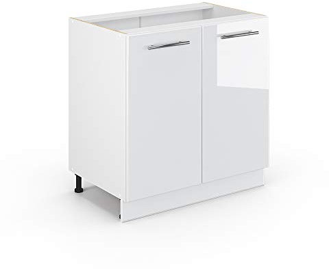 Vicco Midischrank Fame-Line, Weiß Hochglanz/Weiß, 80 x 81.6 cm mit Regal, ohne Arbeitsplatte