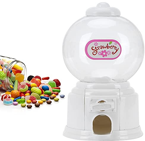 Máquina de Chicles de Plástico, Máquina Dispensadora de Dulces Máquina de Almacenamiento de Dulces Banco de Máquina de Chicles Mini Caja de Depósito de Dinero para Fiestas y Eventos (Blanco)
