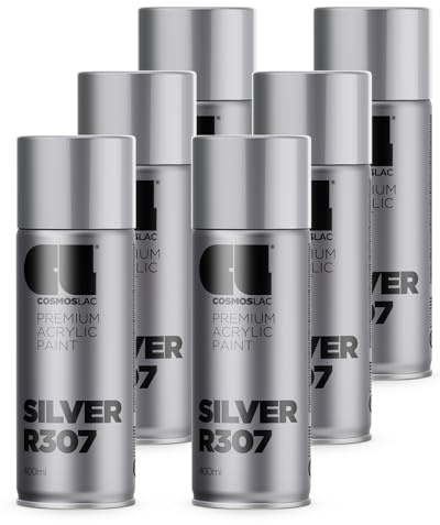 COSMOS LAC Sprühlack Sprühdose - 400ml - Sprühfarbe für den DIY-Bereich, geeignet für alle Oberflächen - Lackspray 6, Silber