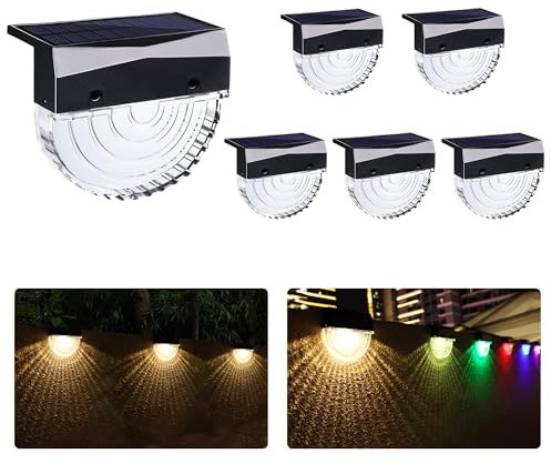 iShabao Solarlampen für Außen Garten, 6 Stück Solarleuchten Gartendeko Wasserdicht, 12 Modi - Warmweiß/Farbwechselnde Solar Gartenleuchten für Außen Terrasse, Balkon, Stufen und Treppen