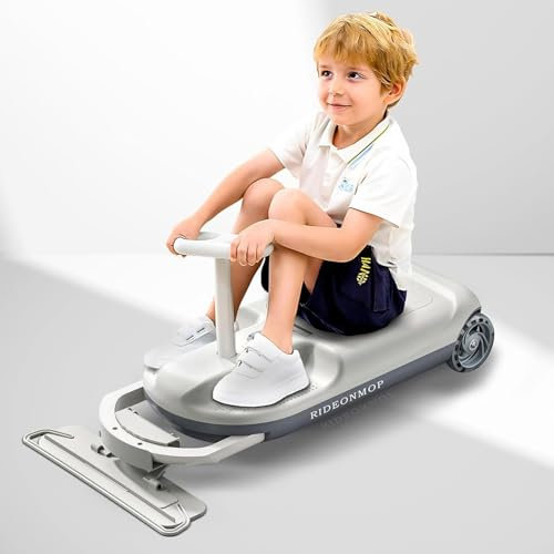 Cleaning Go Kart for Kids - Portable Mini Ride On Mop Floor Cleaner with 3 Variable Speeds and Retractable Design Ride On Mop Floor Cleaner Go Carts- Fun and Efficient Cleaning Experience for Children