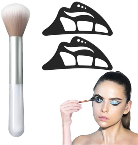 BCHKO 2 Pièces Pochoirs à Fard à Paupières, Pochoirs Eyeliner Réutilisables, Outil d'Aide en Silicone, Modèle de Maquillage des Yeux avec Pinceaux pour Eyeliner