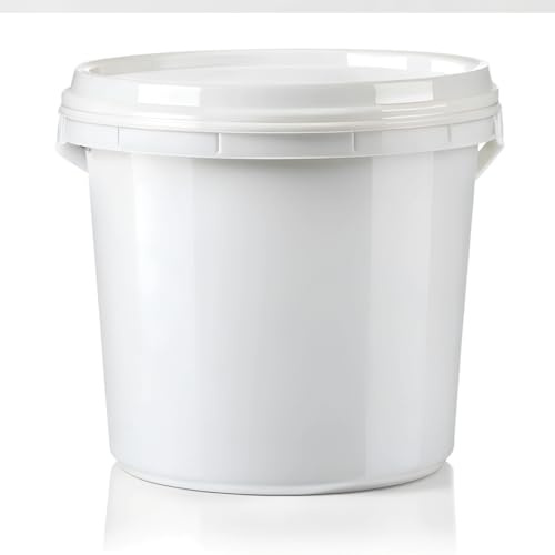 BW WHOLESALE - 10ltr x 3 Buckets -White Bucket With Lid - Food Safe Stable Airtight Leak Proof Odorless Plastic Storage Container With Handle (3, 10 Ltr)