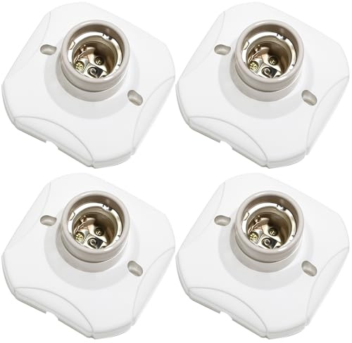 4 Piezas E27 Portalámparas Techo, E27 portalámparas Cuadrado para Bombillas LED 60W, Casquillo pared base para Garaje Cocina Pasillo