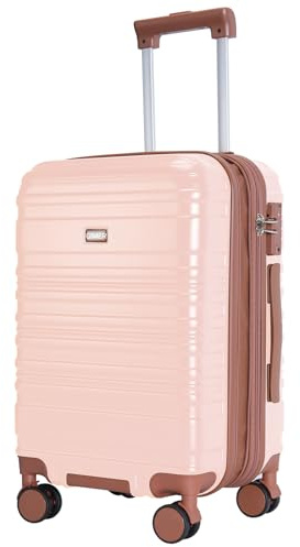 QIMER Carry on Luggage, 20Inch Expandable Luggage Airline Approved Hard Shell PC Suitcases with Wheels 22x14x9 TSA Lock Durable Zipper Lightweight Travel for Men and Women, Pink