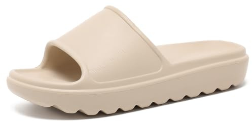 VIVASUN Ciabatte Donna e Uomo con Supporto Arco, Sandali Leggeri da Piscina e Spiaggia, Ciabatte Ortopediche da Casa con Suola EVA, Comode per Doccia e Uso Quotidiano, Beige