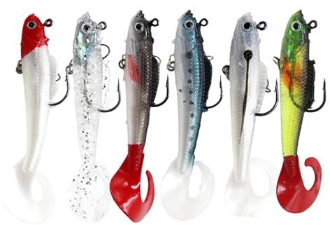 6 Pcs Pike Lures - Perch & Sea Bass Fishing Lures, Silicone Swimbait Artificial Bait