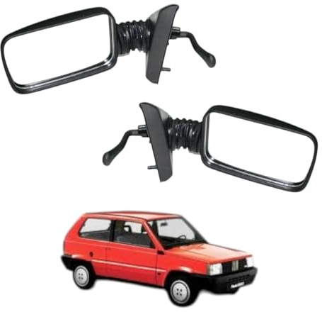 Set 2 Specchietti Retrovisori Adatto per PANDA 141 dal 1980 al 2003 NERO Regolazione Manuale con Leva (Coppia - Destro+Sinistro)