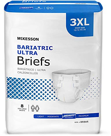 McKesson Ultra Briefs, [32 Count], 3XL, Up to 95 in. Incontinence Adult Diapers with Tabs, Heavy Absorbency, Unisex, Disposable, Elastic Leg Gathers and Contoured Fit for Men and Women