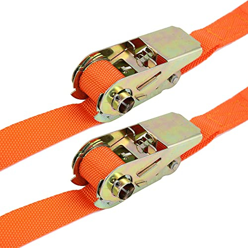 Dekton 2PC Endless Ratchet Tie Down - 25MM x 5M, Ideal for Cars, Bikes, Trailers & Boats, Secure S Hooks with Scratch-Resistant Coating, Strong Straps with 250KG Max Load, Quick Release Lever