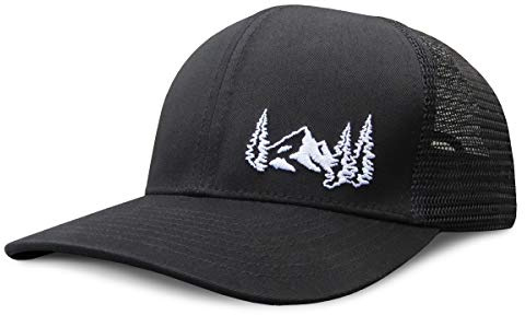 Grace Folly Trucker Hat for Men or Women- Many Cool Designs (Mountain- Black)