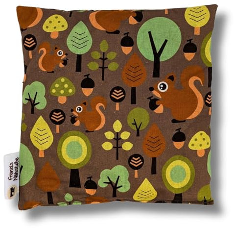 Franzis Nähstube 20x20cm Kirschkernkissen Wald braun in 100% Baumwolle I Körnerkissen Kirschkern 20x20 für Mikrowelle I Wärmekissen, Kirschkernkissen, Nackenwärmekissen