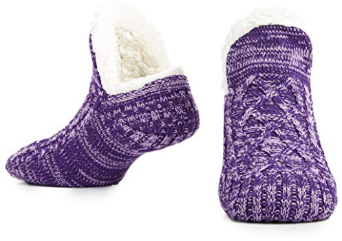 CityComfort Chaussettes Antidérapantes Femme Hiver Chaussettes Chaussons Femme et Ado Épaisse et Moelleuse Idée Cadeau pour Elle (Violet)