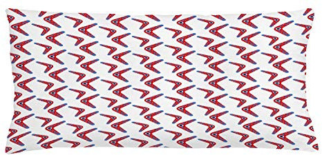 ABAKUHAUS aborigeno Federa Fodera Cuscino, Boomerang Motif, Copricuscino Quadrato Decorativo, 90 cm x 40 cm, Vermilion Multicolor