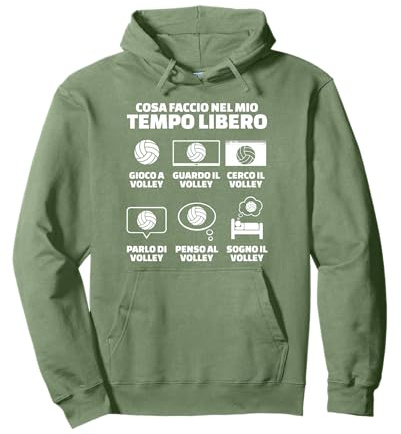Pallavolo Volley Divertente Donna Uomo Regalo Tempo Libero Felpa con Cappuccio