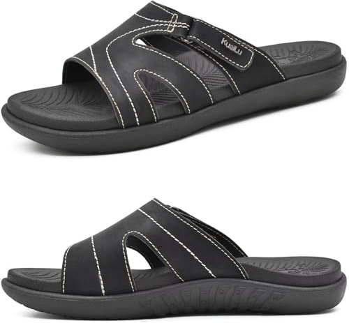 KuaiLu Womens Orthotic Slides Yoga Mat Slip on Sandals with Arch Support | Fashion Ladies Lightweight Athletic Thick Cushion Slippers Comfy Plantar Fasciitis Beach Pool Non-slip Outdoor (UK3-10)