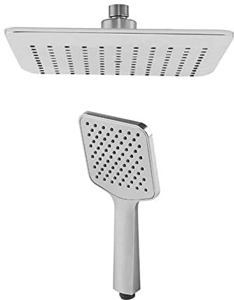 Ksunun TêTe Douchette Carré, Pommeau Douche en Abs, Chromé, 24 X 24 Cm, Argent Douchette à Main Carré, Pommeau De Douche Economie d'eau Et Haute Pression pour Salle De Bain avec Buses Anti-Calcaire