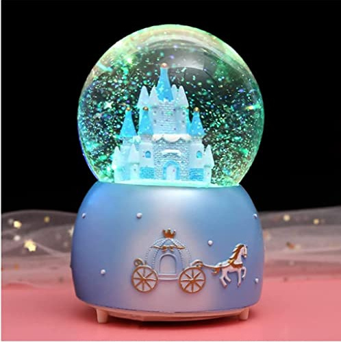Globo de nieve musical para niñas, castillo de bola de cristal, caja musical giratoria con luz LED colorida, melodía, regalo musical, regalo de Navidad, Año Nuevo, cumpleaños, para decoración de