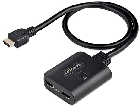 StarTech.com Splitter HDMI 4K a 2 Porte - Sdoppiatore Video HDMI 2.0 4K 60Hz con 1 Ingresso e 2 Uscite - Hub HDMI HDR/HDCP 2.2 - Multipresa HDMI con cavo da 50 cm - Alimentazione da USB o con Aliment