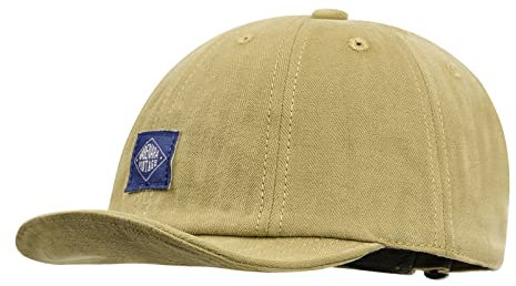 CLAPE Short Brim Cap Herren Flat Brim Snapback Baseball Cap Low Profile Basecap Verstellbar Sport Cappy UV-Schutz Schildkappe Baumwolle Cycling Khaki DY10