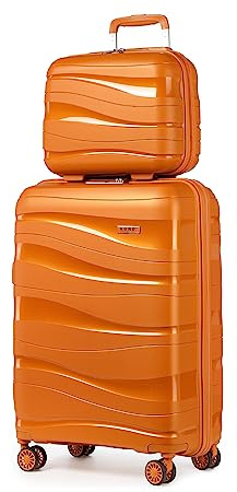 Kono Set de 2 Valise Cabine Rigide Valises de Voyage 55cm à 4 roulettes + Serrure TSA & Portable Vanity Case