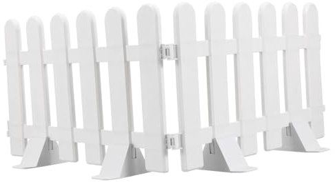 Paneles De Valla De Piquete: 2 Piezas De Valla De Plástico Con 4 Bases Valla De Jardín Navideña Decoración De Valla Valla Decorativa De Jardín Para Porche Delantero Piscina