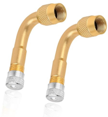 Hariendny 90 Grad Ventilverlängerung, 2 Stück Winkelventil Aufsatzventil, Reifenventilverlängerung, Messing Air Tire Ventilverlaengerung, Autoventil Adapter für Motorrad, Scooter, Fahrrad, Auto