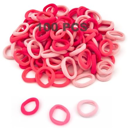 DTXLX 100Pcs Pink Kids Spiral Hair Tie | Seamless Elastic Baby Hair Bobbles, Baby Hair Ties, High Stretch Toddler Hair Bands for Girls Children Toddlers Hair Design