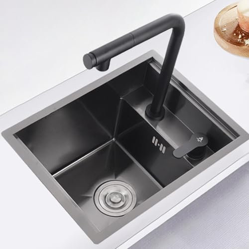 Miuxe Évier De Cuisine Dissimulé Caché avec Robinet Et Couvercle Pliants, Éviers De Bar De Poste De Travail sous Plan en Acier Inoxydable, Éviers De Lavabo Une Cuve pour Petite Cuisine