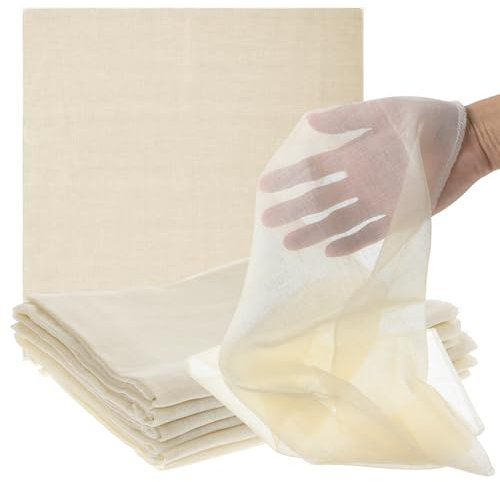 Käsetuch, 6 Stück Wiederverwendbare Passiertuch, 38x38cm Käsetücher zum Abseihen, Gesäumte Ultra Feine Käsetücher, Ungebleichtes Reines Baumwolltuch zum Kochen, Backen Entsaften, Käseherstellung