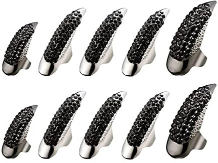 Riiichflowshop Fingerspitzenring aus Legierung mit Adlerklaue verstellbar Punk-Nagelringe Nageldekoration gotische Fingernagelschnalle Fingerring aus Legierung 10 Stück