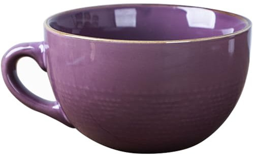 Disoza Groß Kaffeetasse XXL Violett Tasse Keramik 700ml Suppentassen mit Henkel Jumbotassen Groß Tee Tasse Müsli Suppen Kaffeebecher Schale Schüssel Porzellan Kaffee Tasse Suppenschüssel mit Griff
