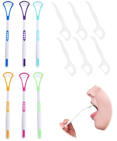 Thapncow 12 Pezzi 2 in 1 detergente per lingua per adulti e bambini, Pulisci Lingua, Spazzolino Lingua, Nettalingua Riutilizzabile