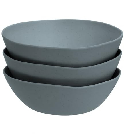 CasaSeleccion - Juego de 3 ensaladeras de melamina en color azul de 23 cm. Resistentes y ligeras, ideales para servir ensaladas o guarniciones. Apto para lavavajillas. No apto para microondas
