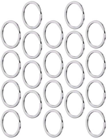Mikikit 100pcs Metal Flat Split Key Rings Round Keychain Rings for Key Chain Attachments Jewelry Making Craft Supplies in Silver Tone