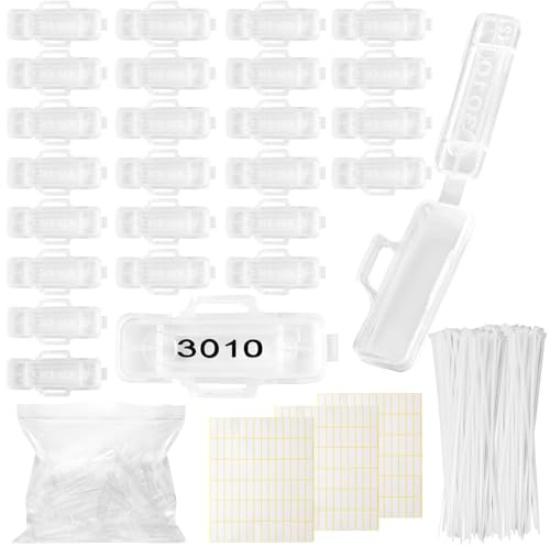 Dshunnc 150 stycken kabeletiketter, set med 150 stycken buntband, transparenta och vattentäta kabelatiketter, återanvändbara kabelmärkning, för märkning och sortering (3010)