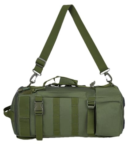 Ryggsäck för fiske, fiskeryggsäck, utomhusförvaringsväska för fiskredskap | med spöhållare, Tackle Sling Bag, förvaringsväska för fiskeutrustning, resväska för fiske, camping, vägg, Armégrön, Sieh