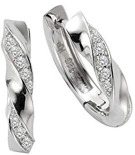 Zeeme Silber Damen Ohrringe 925/- Sterling Silber 1,5cm Glänzend Zirkonia weiß 471210012