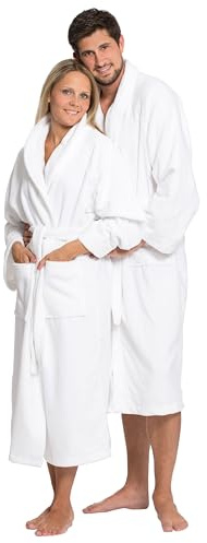 ZOLLNER Bademantel - flauschig und saugstark - Unisex - Größe M - weiß - außen aus Polyester und innen aus Baumwoll-Mischgewebe - waschbar bis 95°C - Hotelqualität - Oeko Tex® zertifiziert