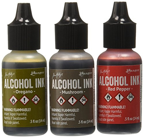 Tim Holtz Alcohol Ink .5oz 3/Pkg, Tuscan Garden-Red Peppr/Mushroom/Oregano